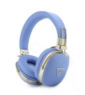 Guess PU Grained Triangle Gold Metal Logo ENC Wireless Headphone - blue