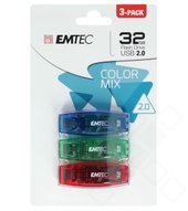 EMTEC USB2.0 USB Stick 3-er Pack 32GB - bunt 3126170122995 ECMMD32GC410P3CB